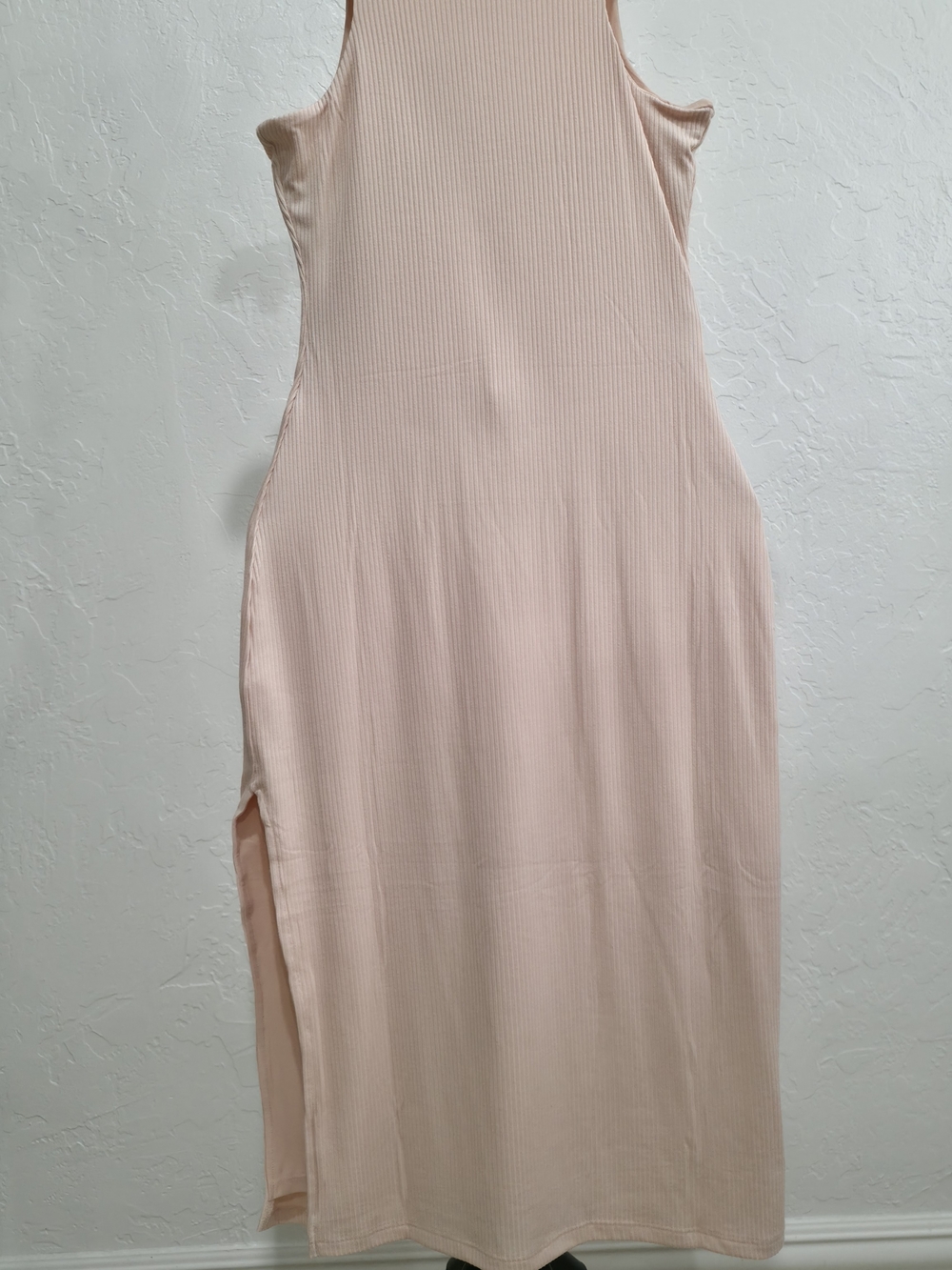 Sleeveless Ribbed Midi Dress in Blush Pink